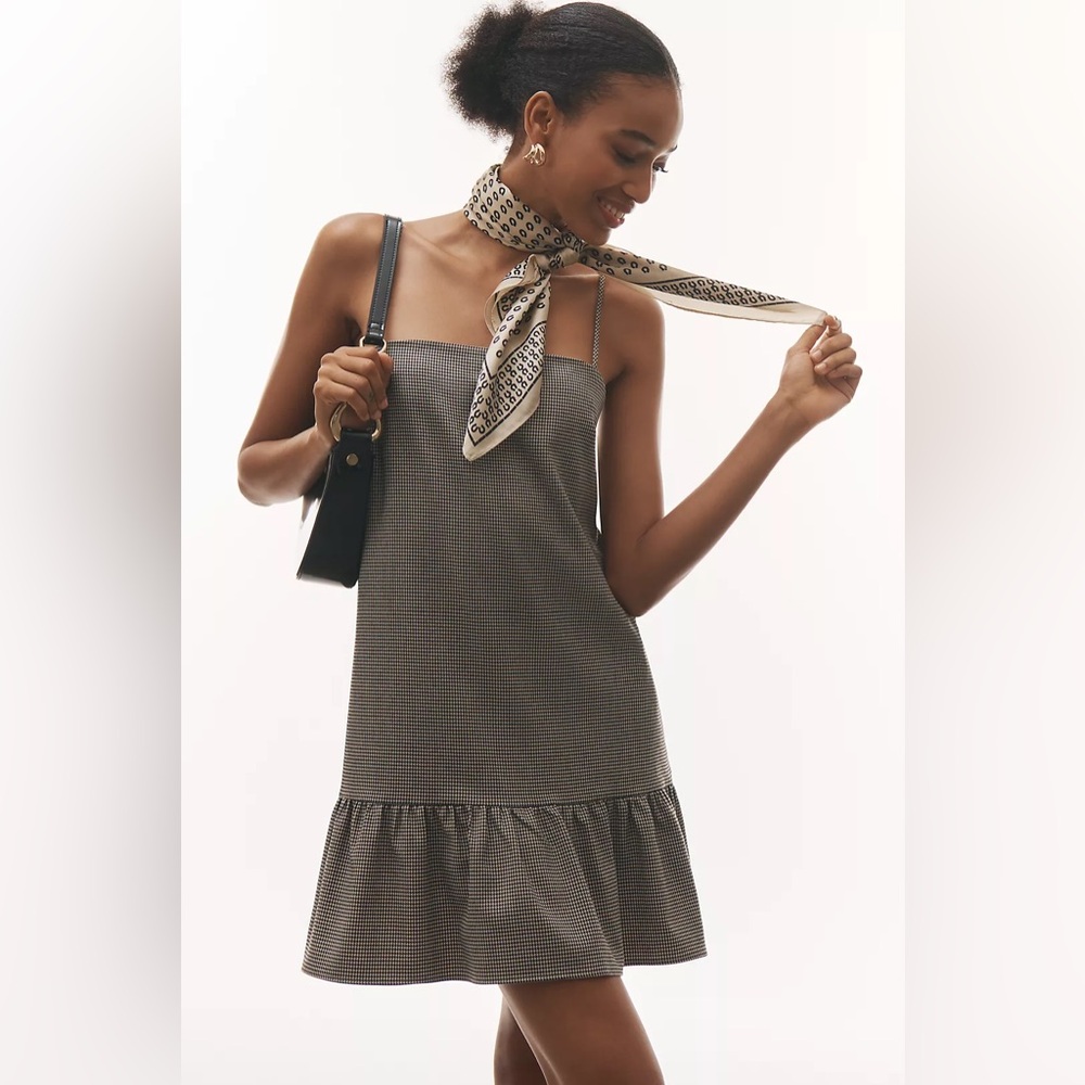 NWT Maeve Square-Neck Ruffle Hem‎ Mini Shift Dress Size Small